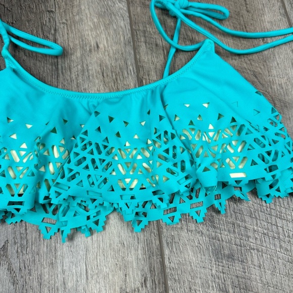 VS Teal Flounce Swim Top - Picture 6 of 8